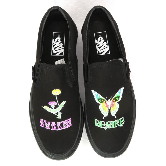 New VANS Classic Slip-On Platform Morph Glow In The Dark Gothic Punk Black W 9 - Picture 2 of 9